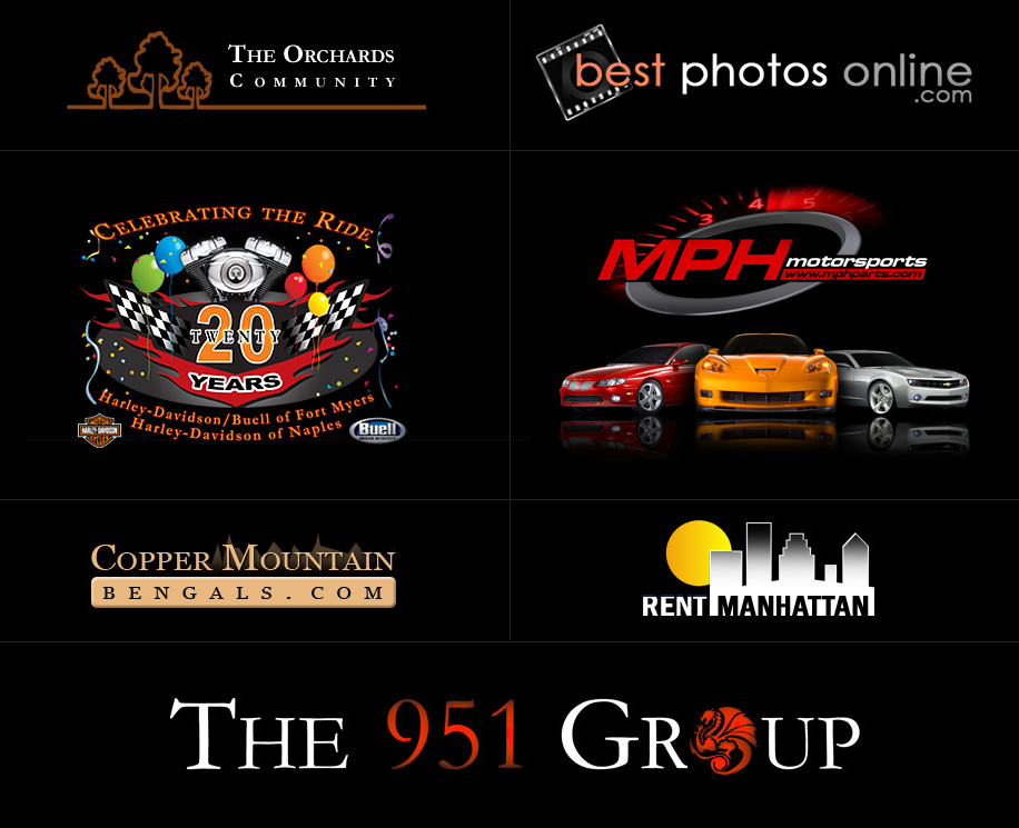 The Orchards, Best Photos Online, Harley-Davidson / Buell of Fort Myers & Harley-Davidson of Naples, MPH Motorsports, Copper Mountain Bengals, Rent Manhattan, and The 591 Group. 