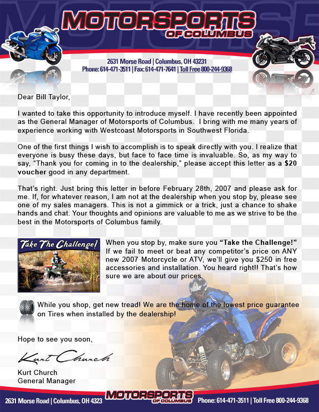 Motorsports of Columbus Letterhead Design