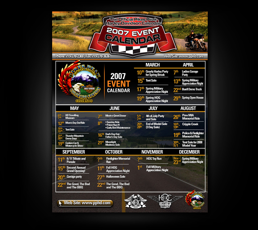 Pikes Peak Harley Davidson Calendar Design