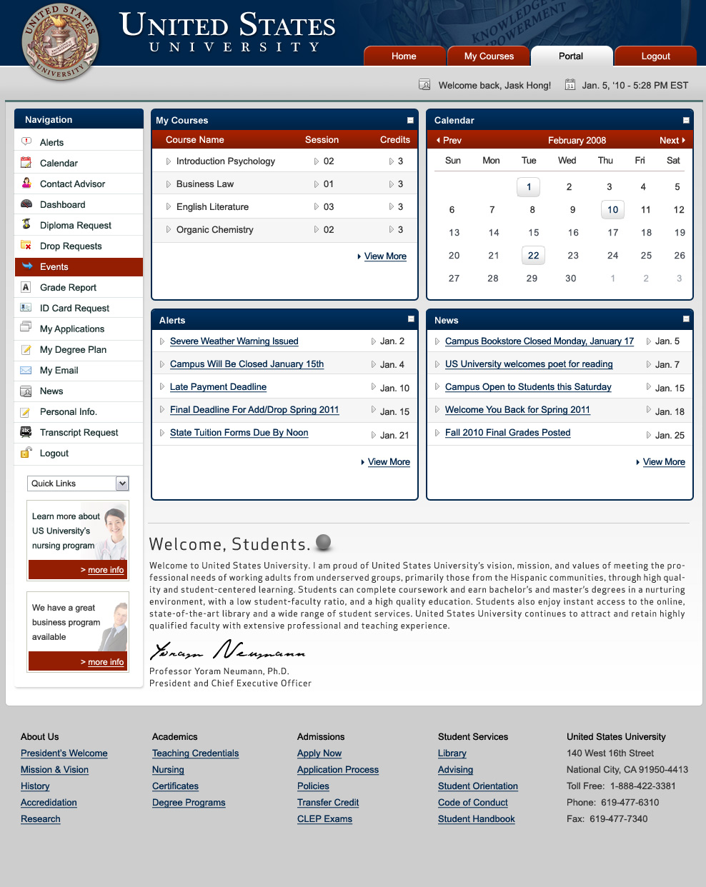 US University Portal